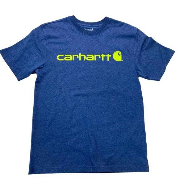 CARHARTT Carhartt Blue Neon Yellow Logo Short Sleeve T-Shirt Size M - Picture 6 of 7